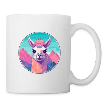 Llama Watercolor Cartoon Kawaii Pet Animal Colorfu - Mug - white - Right