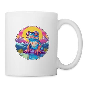 Grenouille Aquarelle Dessin Animé Kawaii Animal De Compagnie Coloré - Mug blanc - blanc - Droite