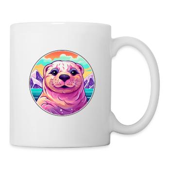 Seal Watercolor Cartoon Kawaii Pet Animal Colorful - Mug - white - Right