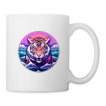 Tiger Watercolor Cartoon Kawaii Pet Animal Colorfu - Mug - white - Right