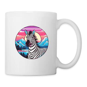 Zebra Watercolor Cartoon Kawaii Pet Animal Colorfu - Mug - white - Right