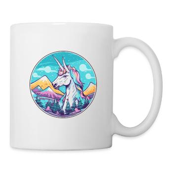 Licorne Aquarelle Dessin Animé Kawaii Animal De Compagnie Animal Couleur - Mug blanc - blanc - Droite