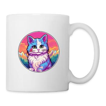Bambino Katze Bunte Karikatur Aquarell Illustrati - Tasse - Weiß - Rechts