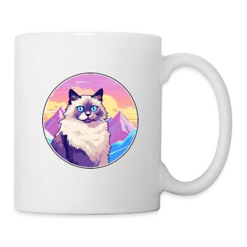 Birma Heilige Katze Bunte Karikatur Aquarell Illu - Tasse - Weiß - Rechts
