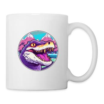 Crocodile aquarelle dessin animé kawaii animal de compagnie Col - Mug blanc - blanc - Droite
