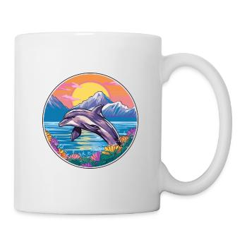 Dolphin Watercolor Cartoon Kawaii Pet Animal Color - Mug - white - Right