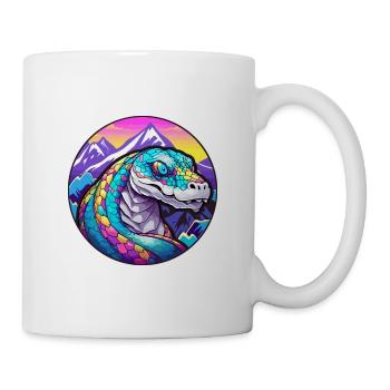 Anaconda Watercolor Cartoon Kawaii Pet Animal Colo - Mug - white - Right