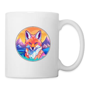 Fox Watercolor Cartoon Kawaii Pet Animal Colorful - Mug - white - Right