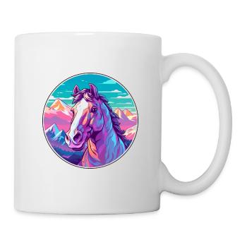 Pferd Aquarell Karikatur Kawaii Haustier Tier Farbefu - Tasse - Weiß - Rechts