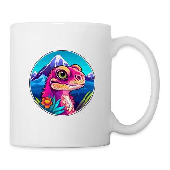 Lizard Watercolor Cartoon Kawaii Pet Animal Colorf - Mug - white - Right