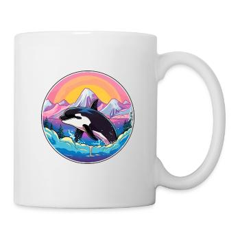 Orca Watercolor Cartoon Kawaii Pet Animal Colorful - Mug - white - Right