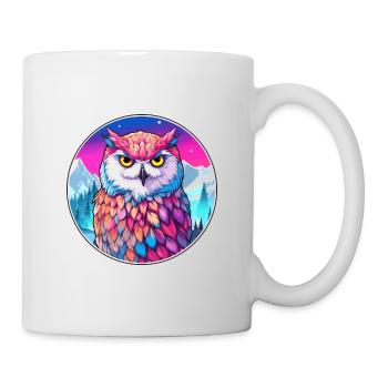 Eule Aquarell Karikatur Kawaii Haustier Tier Bunt - Tasse - Weiß - Rechts
