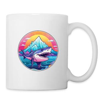 Shark Watercolor Cartoon Kawaii Pet Animal Colorfu - Mug - white - Right
