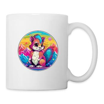 Squirrel Watercolor Cartoon Kawaii Pet Animal Colo - Mug - white - Right