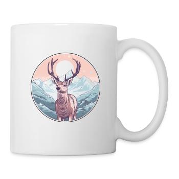 Hirsch Aquarell Karikatur Kawaii Haustier Tier Bunt - Tasse - Weiß - Rechts