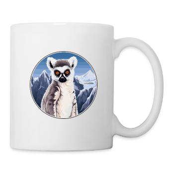 Lemur Watercolor Cartoon Kawaii Pet Animal Colorfu - Mug - white - Right