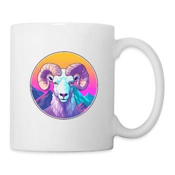 Ram Watercolor Cartoon Kawaii Pet Animal Colorful - Mug - white - Right