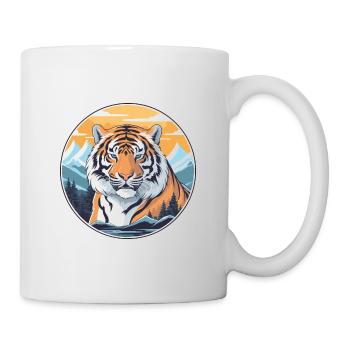 Tiger Watercolor Cartoon Kawaii Pet Animal Colorfu - Mug - white - Right