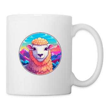 Mouton Aquarelle Dessin Animé Kawaii Animal Animal Colorfu - Mug blanc - blanc - Droite