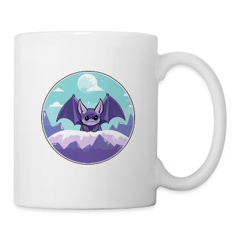 Fledermaus Aquarell Karikatur Kawaii Haustier Tier Bunt - Tasse - Weiß - Rechts