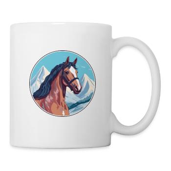Pferd Aquarell Karikatur Kawaii Haustier Tier Farbefu - Tasse - Weiß - Rechts