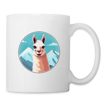 Llama Watercolor Cartoon Kawaii Pet Animal Colorfu - Mug - white - Right