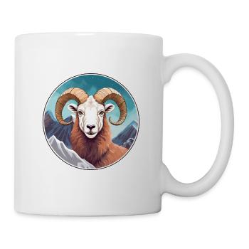 Ram Watercolor Cartoon Kawaii Pet Animal Colorful - Mug - white - Right