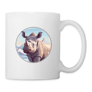 Rhino Watercolor Cartoon Kawaii Pet Animal Colorfu - Mug - white - Right