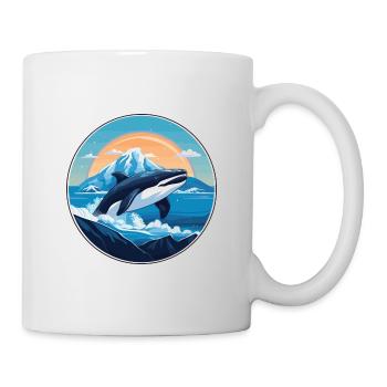 Wal Aquarell Karikatur Kawaii Haustier Tier Farbefu - Tasse - Weiß - Rechts
