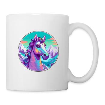 Poney Aquarelle Dessin Animé Kawaii Animal De Compagnie Coloré - Mug blanc - blanc - Droite