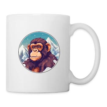 Chimpanzé aquarelle dessin animé kawaii animal de compagnie Co - Mug blanc - blanc - Droite