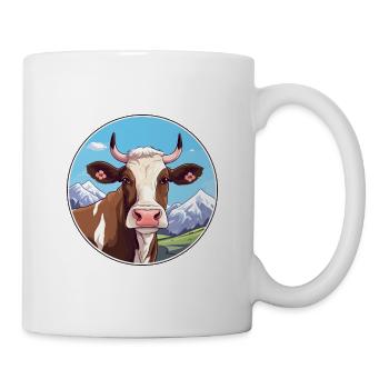Kuh Aquarell Karikatur Kawaii Haustier Tier Bunt - Tasse - Weiß - Rechts