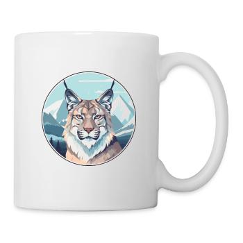 Lynx Watercolor Cartoon Kawaii Pet Animal Colorful - Mug - white - Right