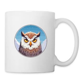 Eule Aquarell Karikatur Kawaii Haustier Tier Bunt - Tasse - Weiß - Rechts