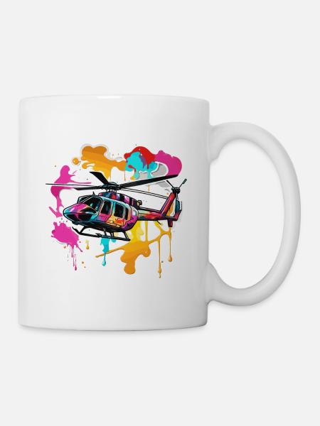 Helikopter / Hubschrauber / fliegen / Luftfahrt - Tasse - Weiß