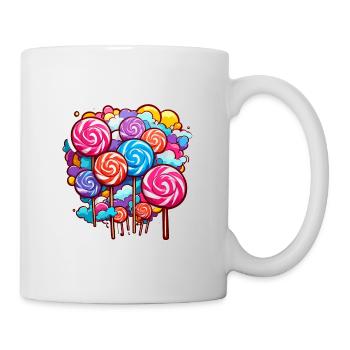 Lutscher / Lolli Pop / Süßigkeit / schlecken / süß - Tasse - Weiß - Rechts