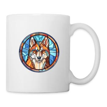 Alaskan Husky Dog Breed Stained Glass Colorful Wat - Mug - white - Right