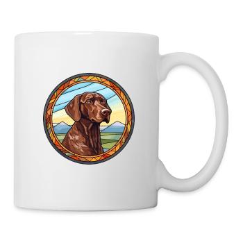 Auvergne Pointing Dog Breed Stained Glass Colorful - Mug - white - Right