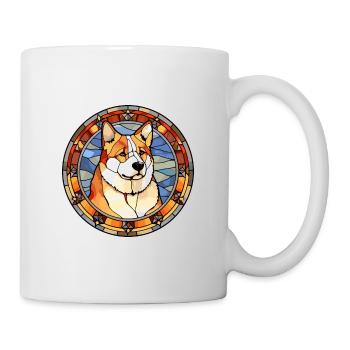 American Akita chien race vitrail coloré Wa - Mug blanc - blanc - Droite