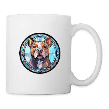 American Pitbull Terrier Dog Breed Stained Glass C - Mug - white - Right
