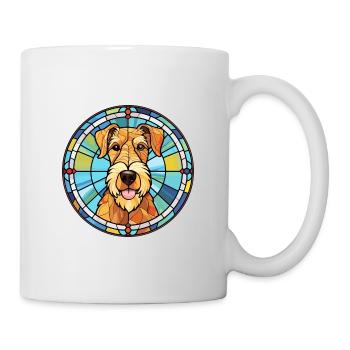 Airedale Terrier chien race vitrail coloré - Mug blanc - blanc - Droite