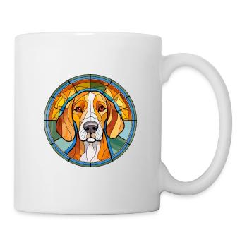 American Foxhound Hunderasse Buntglas Bunt - Tasse - Weiß - Rechts