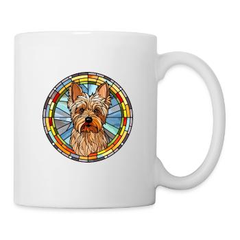 Australian Silky Terrier Dog Breed Stained Glass C - Mug - white - Right