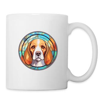Beagle Hund Rasse Buntes Glas Buntes Aquarell - Tasse - Weiß - Rechts