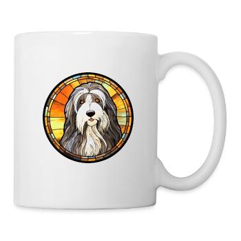 Barbu Collie chien race vitrail coloré Wa - Mug blanc - blanc - Droite