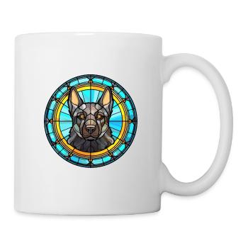 Schwarzer norwegischer Elchhund Hunderasse Buntglas C - Tasse - Weiß - Rechts
