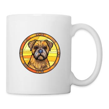 Border Terrier chien race vitrail coloré Wa - Mug blanc - blanc - Droite