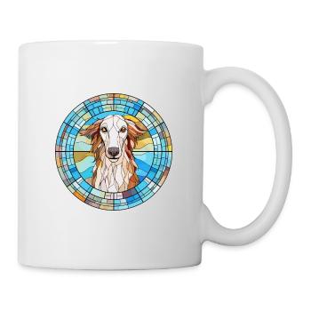Barzoï chien race vitrail aquarelle colorée - Mug blanc - blanc - Droite