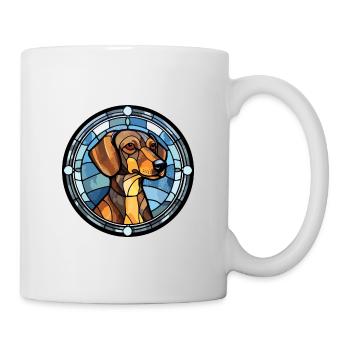 Braque Francais chien race vitrail coloré W - Mug blanc - blanc - Droite