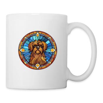 Griffon belge chien race vitrail coloré W - Mug blanc - blanc - Droite